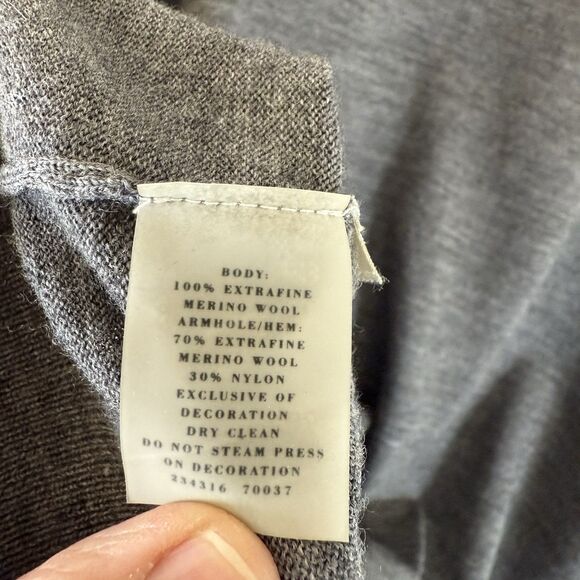 Ann Taylor Merino Wool Blouse Women's Large Grey Extra Fine Sleeveless Beaded - Picture 6 of 9